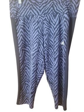 adidas Blue Zebra-Print Capri Leggings with Black Panels